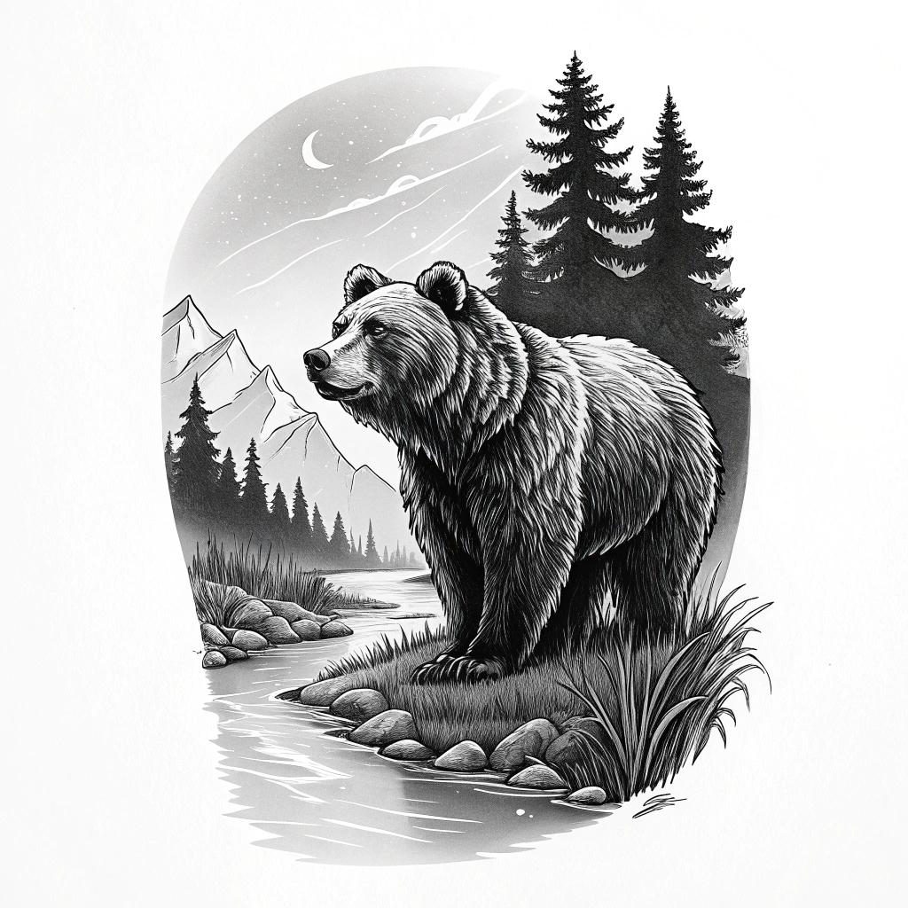 A bear standing near a riverbank