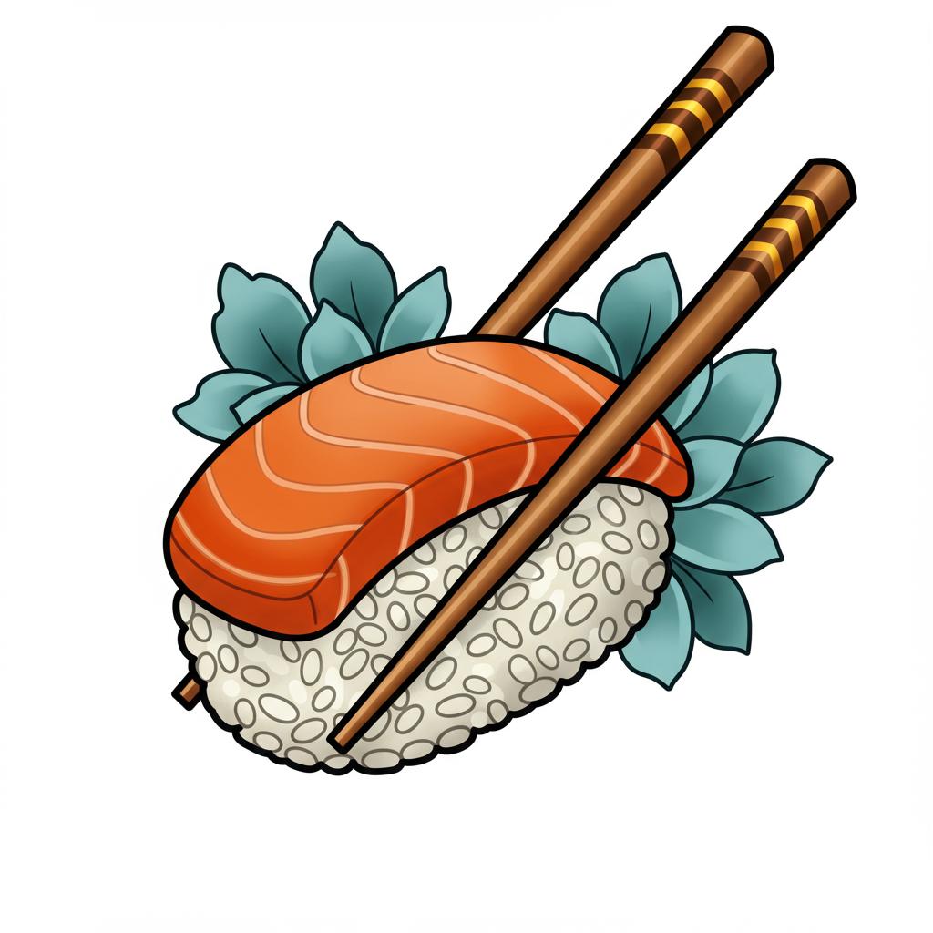 chopsticks holding a sake nigiri