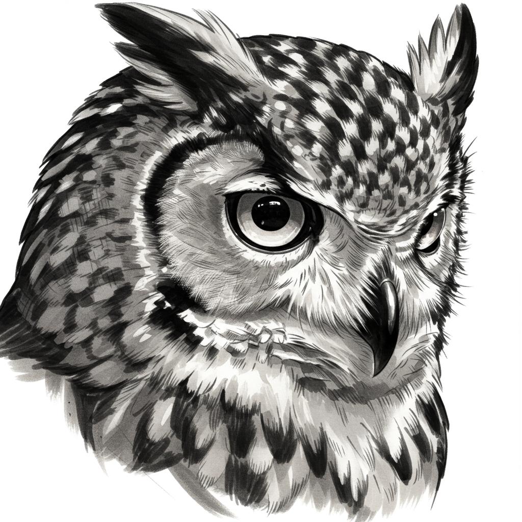 Close-up view of an owl, 3/4 view