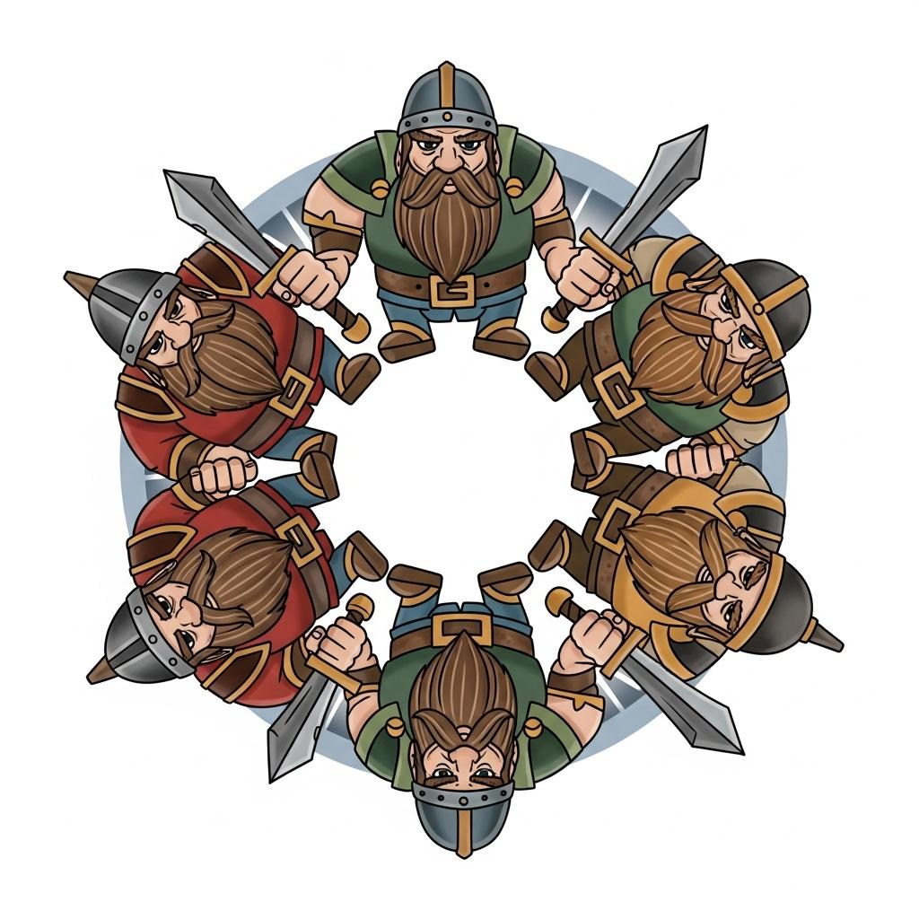 dwarven characters in a ring shape