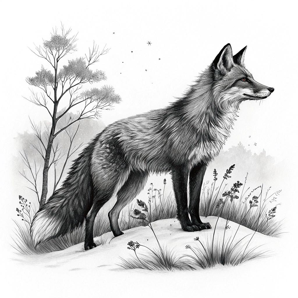 A fox standing in a winter field