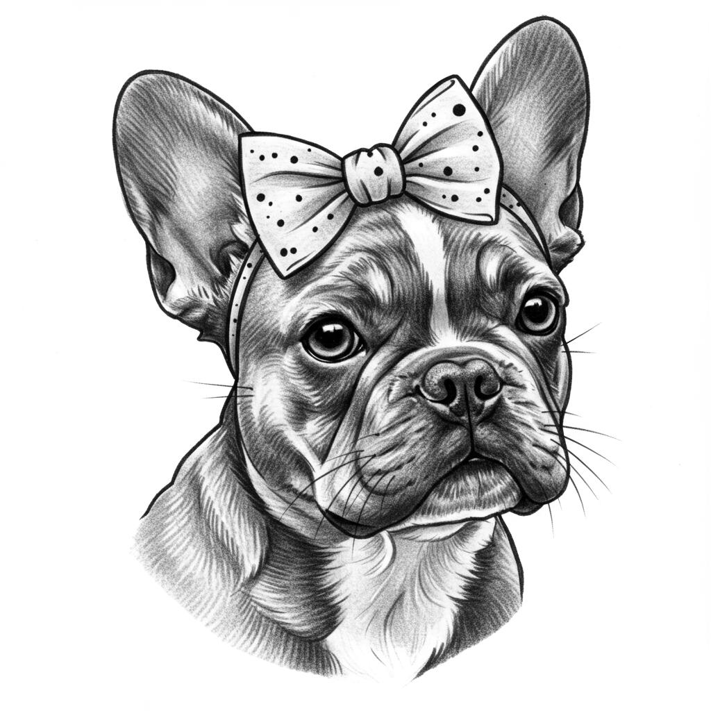 a frenchie with a bow