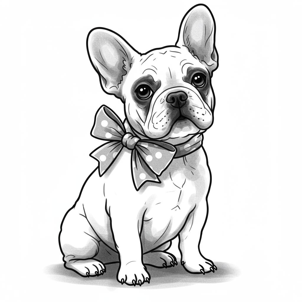 a frenchie with a bow
