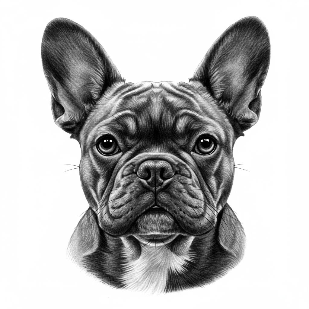 a front-facing portrait of a french bulldog