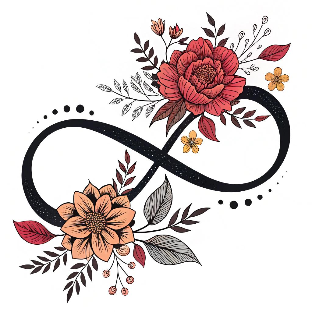 An infinity symbol decorated with flowers