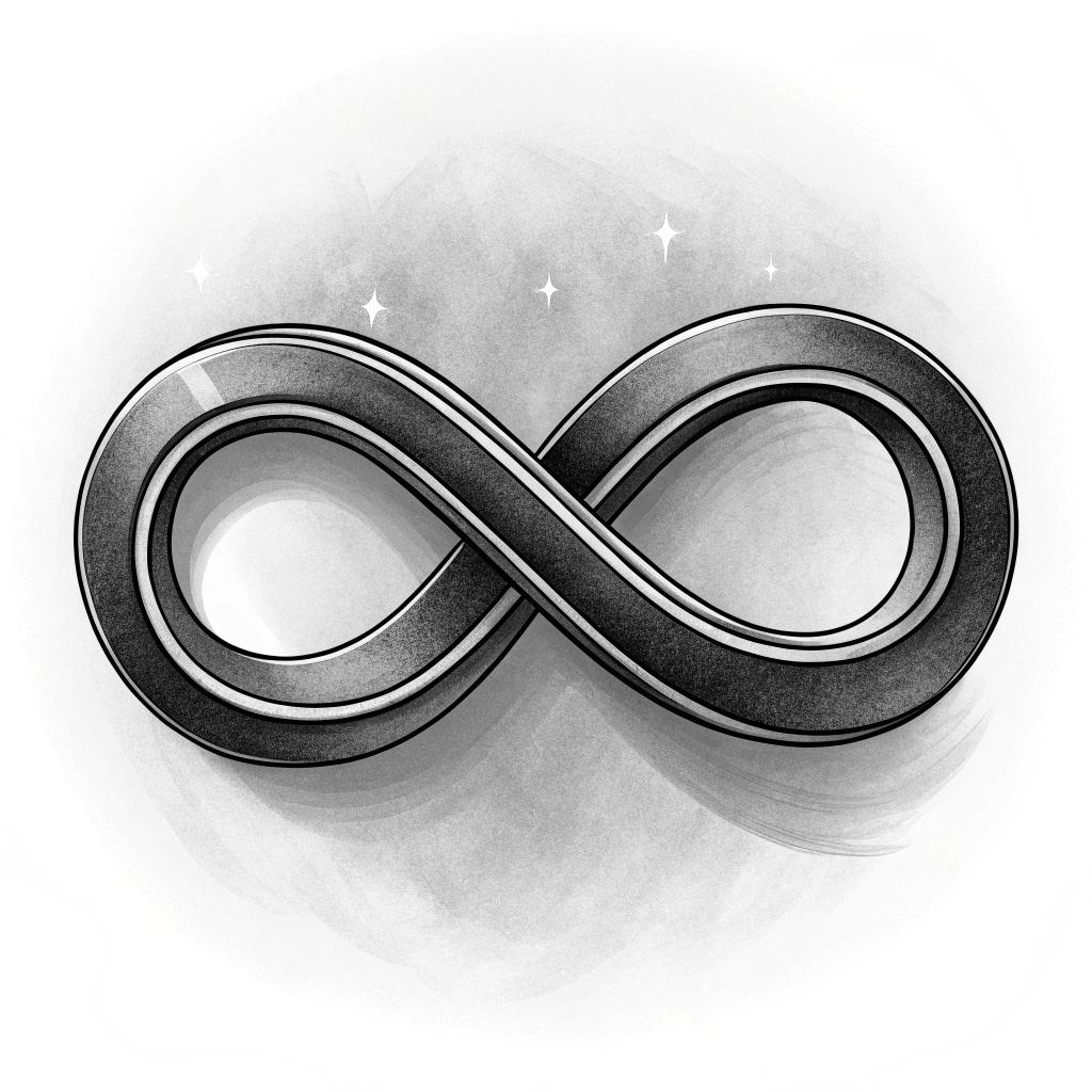 An infinity symbol with light shadow