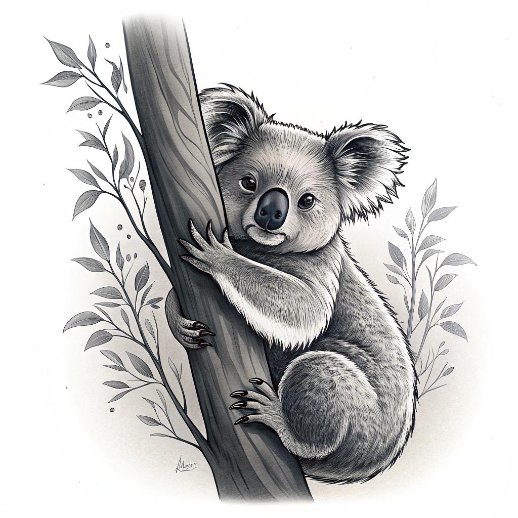 A koala clinging to a tree trunk