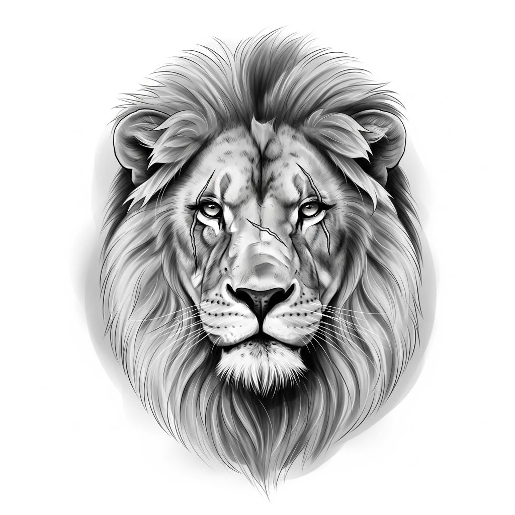 A lion with a scar on his face