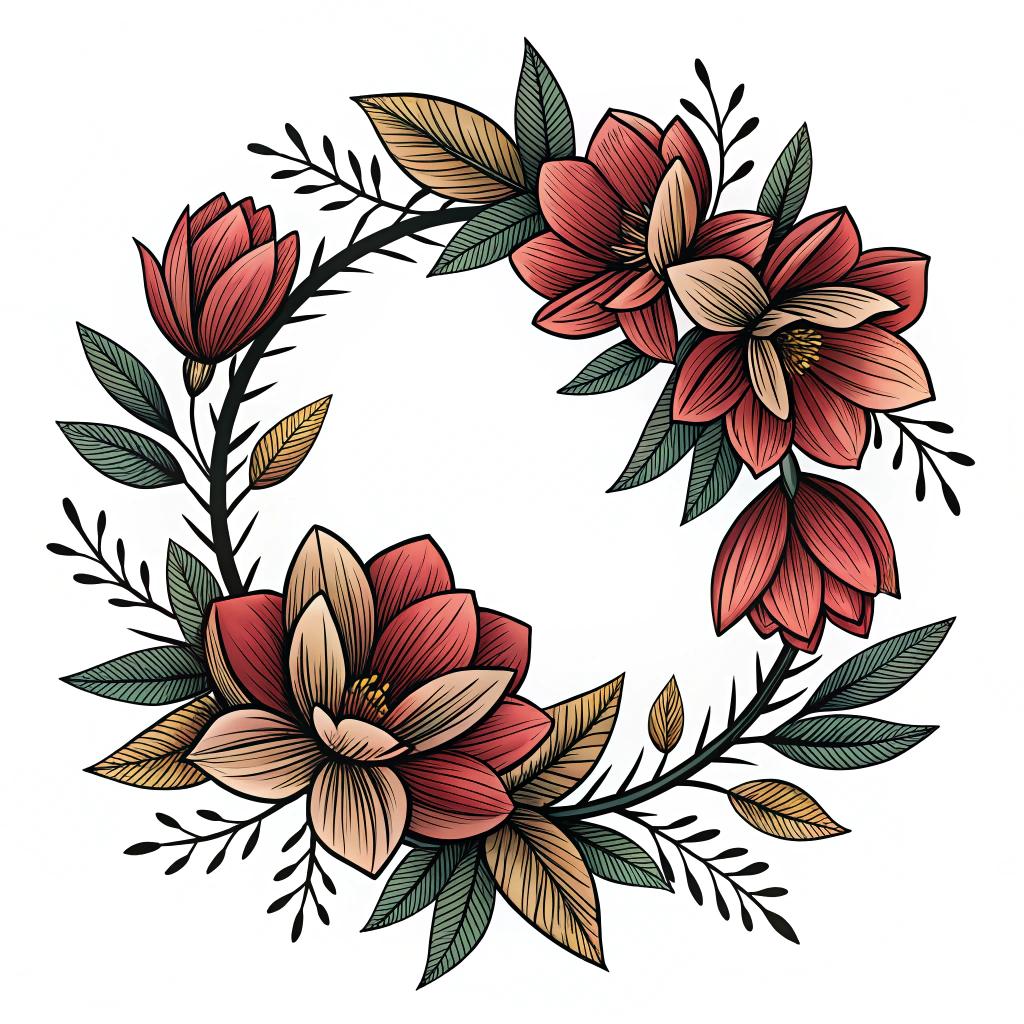 Magnolia blossoms in a floral wreath