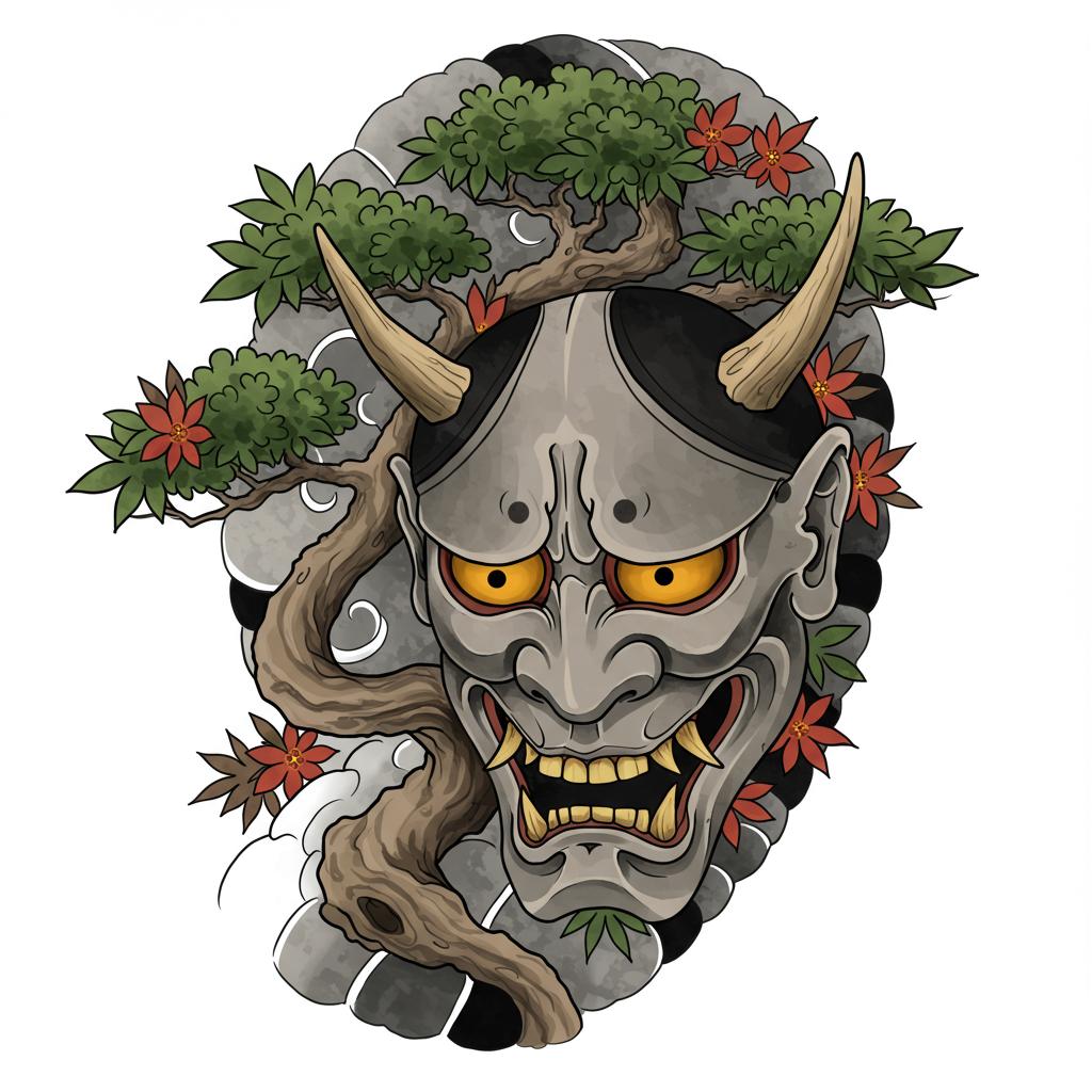 onu mask with a bonsai