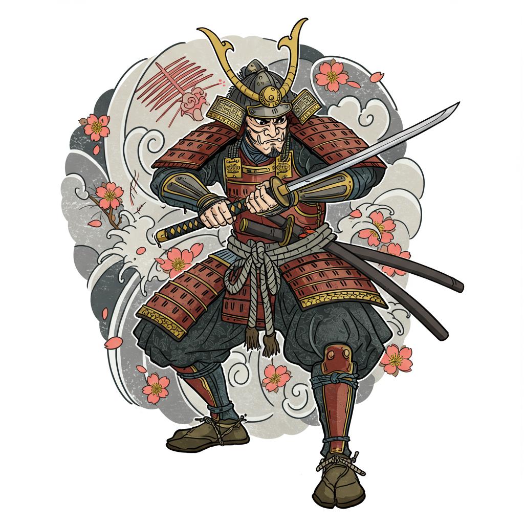samurai yielding a katana