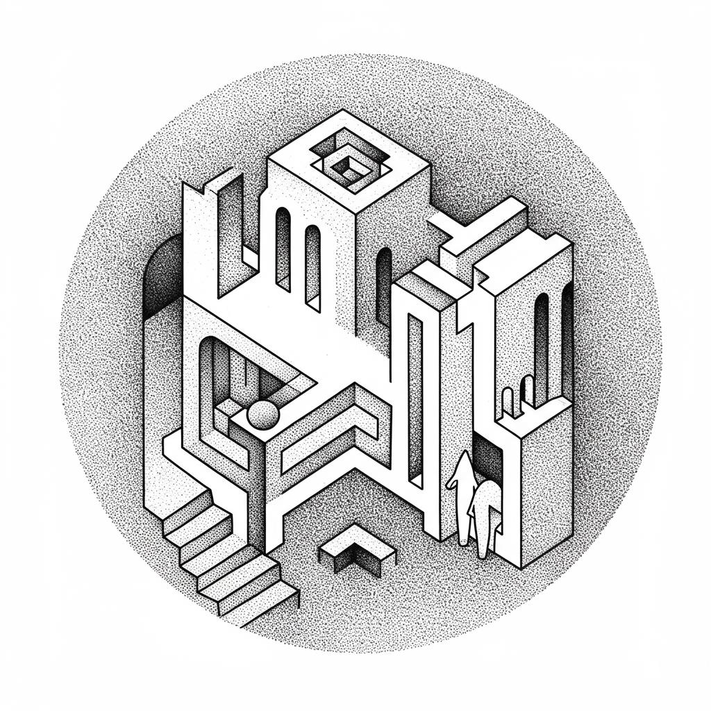 a scene inspired by mc escher