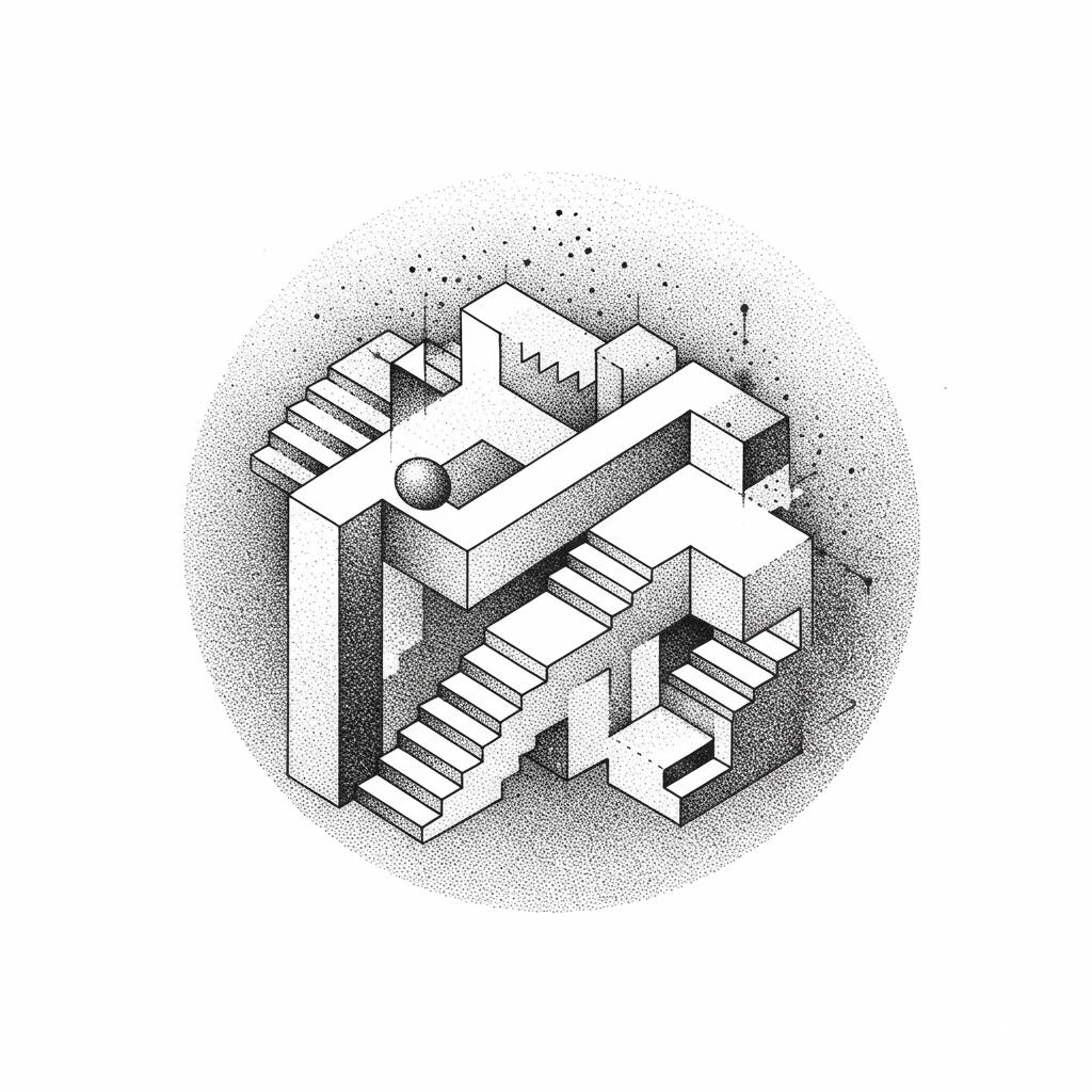 a scene inspired by mc escher