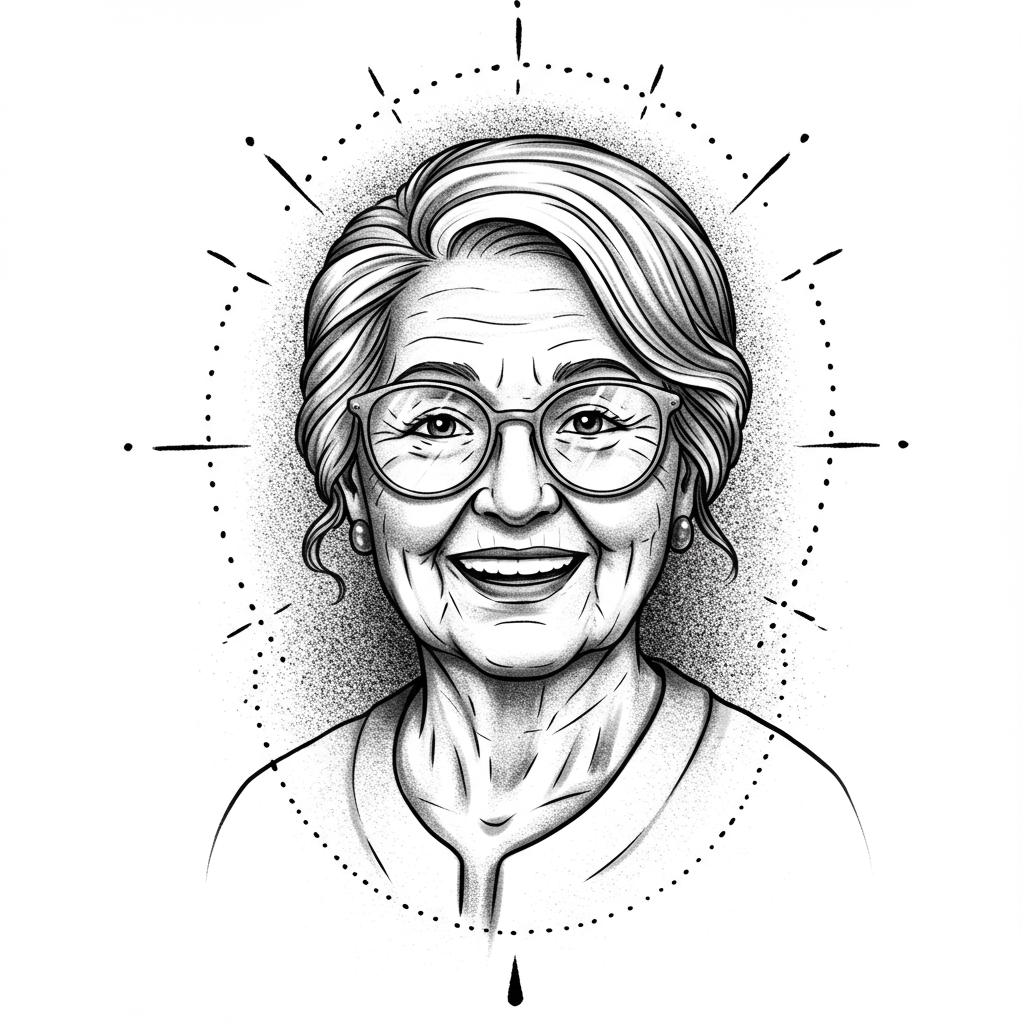 a smiling grandma with glasses