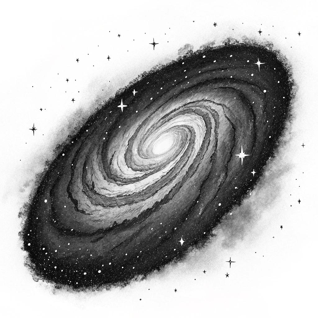 A spiral galaxy viewed from space