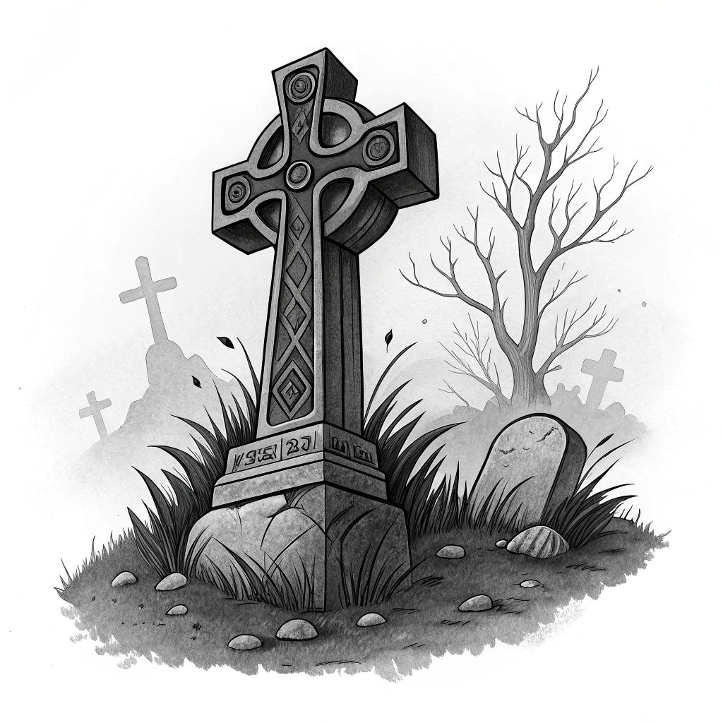 A stone cross in a graveyard