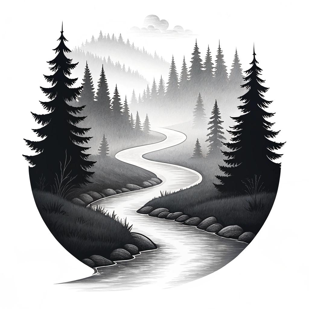 A winding river cutting through the forest